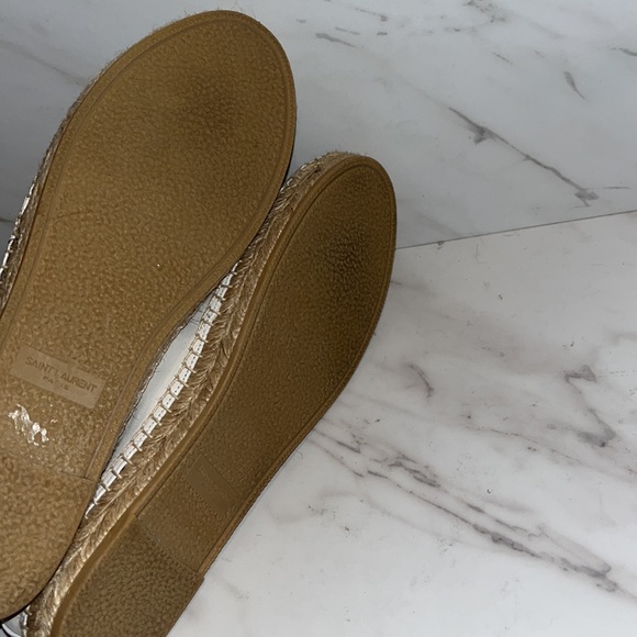 NEW SAINT LAURENT Logo-embossed leather espadrilles sz 38 - Picture 6 of 8